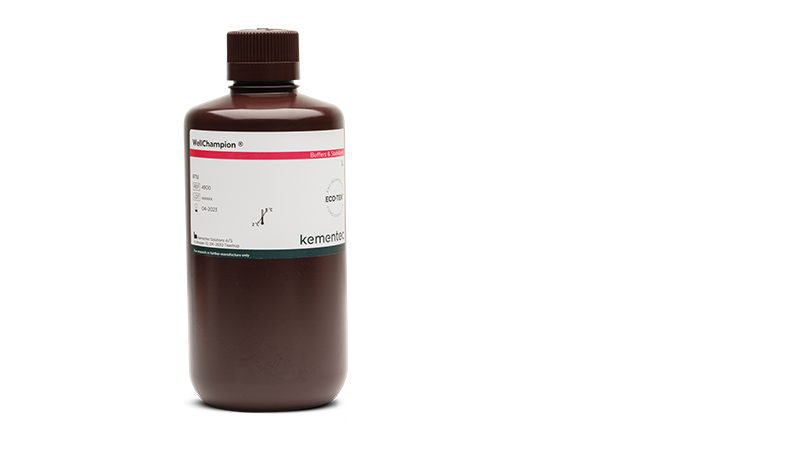 Big brown laboratory bottle with Kementec Solutions WellChampion